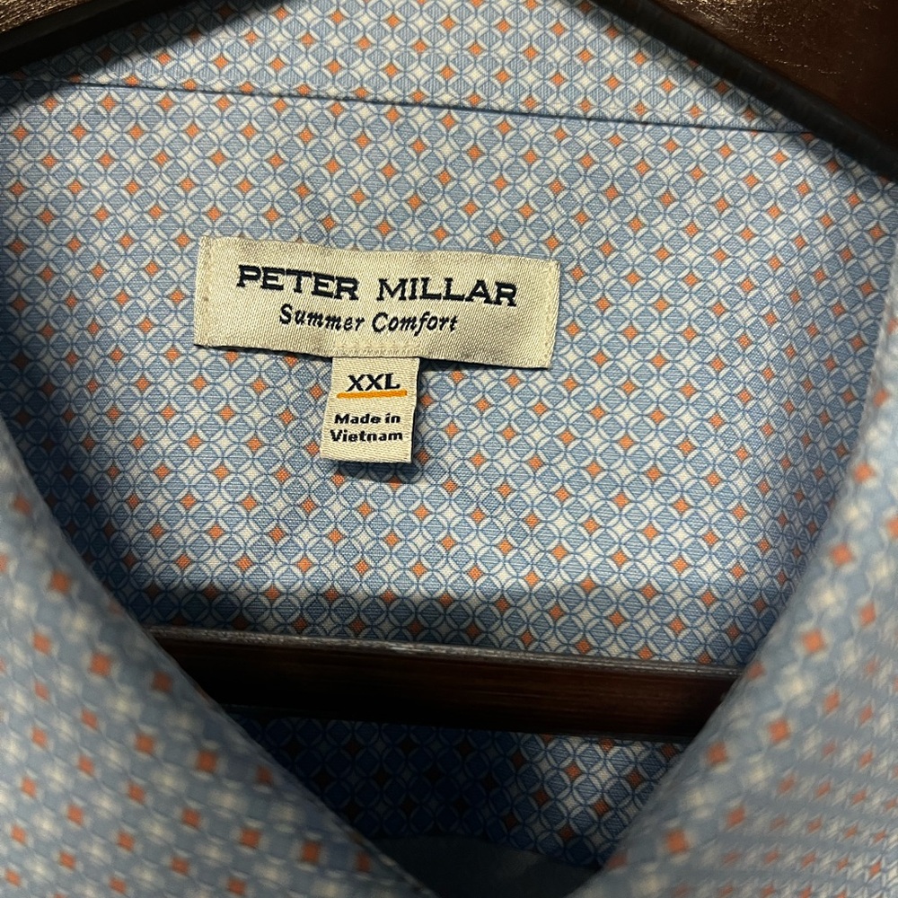 Peter Millar Light Blue Patterned Button Down Shi… - image 2